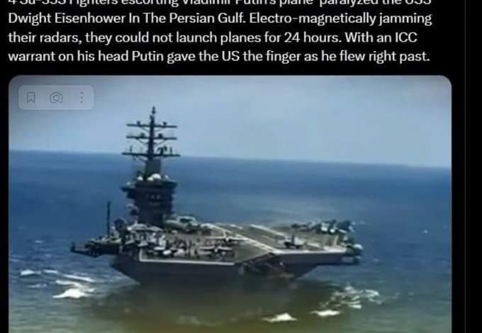 صورة موكب بوتين الجوي يعطل الاتصالات على حاملات الطائرات الأمريكية في الخليج العربي