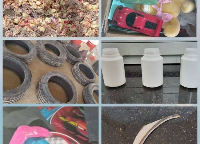 صورة رفض كميات من الألعاب والملابس المخالفة للمواصفات القياسية