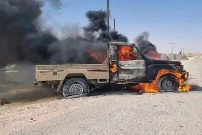 صورة اشتباكات قبلية عنيفة في المهرة وإحراق عربة