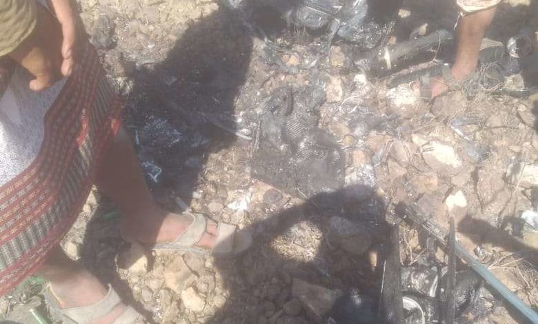 صورة القوات الجنوبية في جبهة كرش تسقط طائرة درونز حوثية 