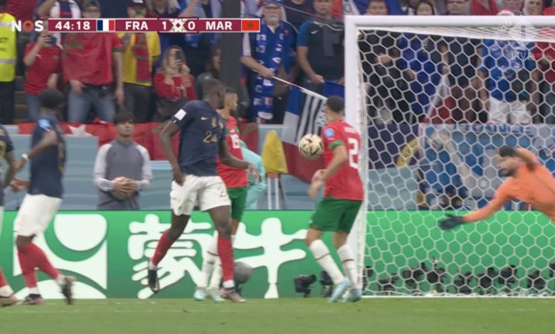 صورة انتهاء الشوط الأول من مباراة المغرب و فرنسا بهذه النتيجة