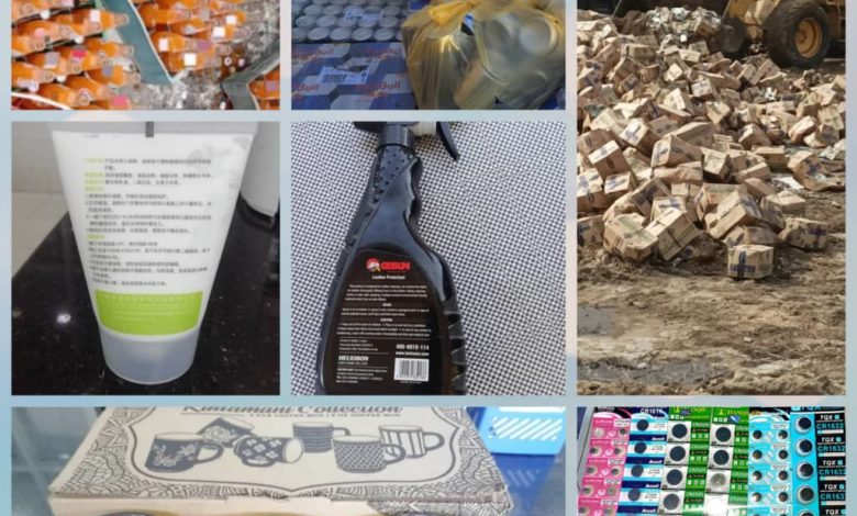 صورة المواصفات والمقاييس ترفض وتتلف منتجات مخالفة في ميناء المنطقة الحرة والوديعة وشحن وتعز