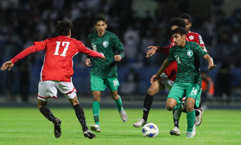 صورة انتهاء مبارأة اليمن والسعودية بتعادل ايجابي وبدء ضربات ترجيح