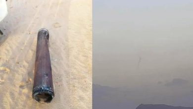 صورة انفجار صاروخ حوثي في سماء الوادي بمأرب