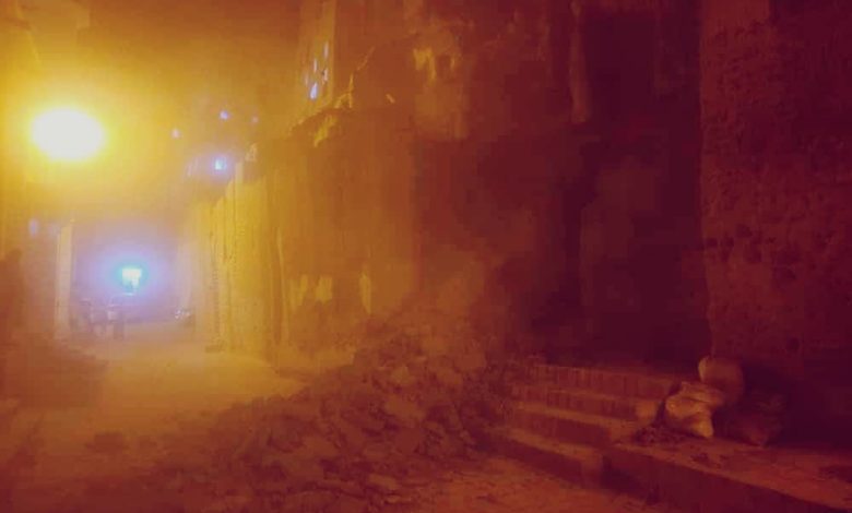 صورة انهيار منزل طيني في شبام حضرموت التاريخية