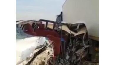 صورة وفاة 4 مغتربين يمنيين عائدين من السعودية بحادث مروع في العبر