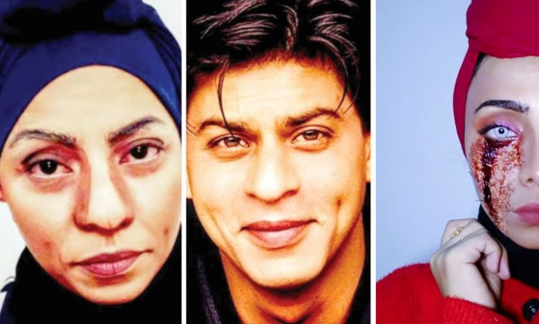 صورة شابة يمنية تبرع في تغيير ملامحها لتتشبه بنجوم السينما