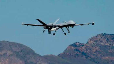 صورة طيران مسير مجهول يحلق فوق يافع