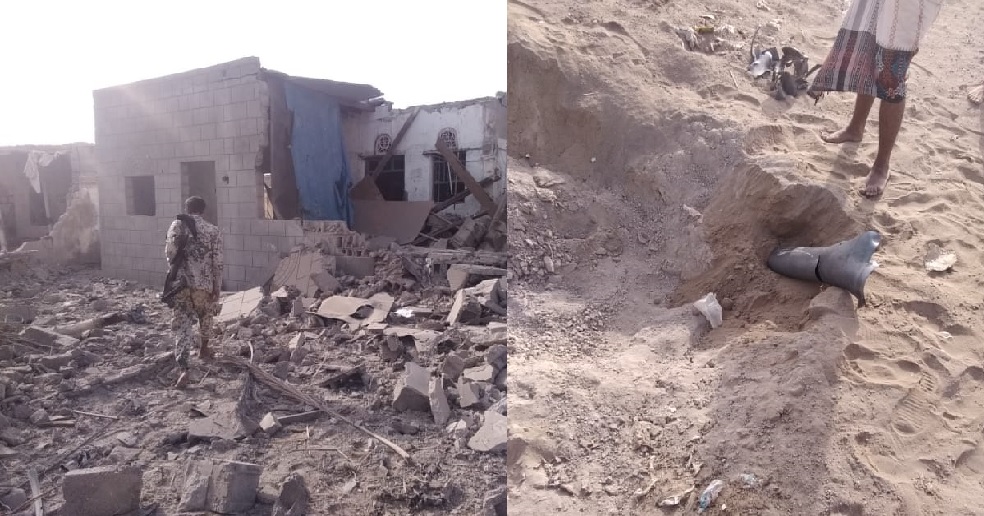قصف صاروخي إرهابي على حي سكني بمدينة الحديدة يخلف دمارا هائلا في منازل المواطنين ونزوح جماعي للسكان