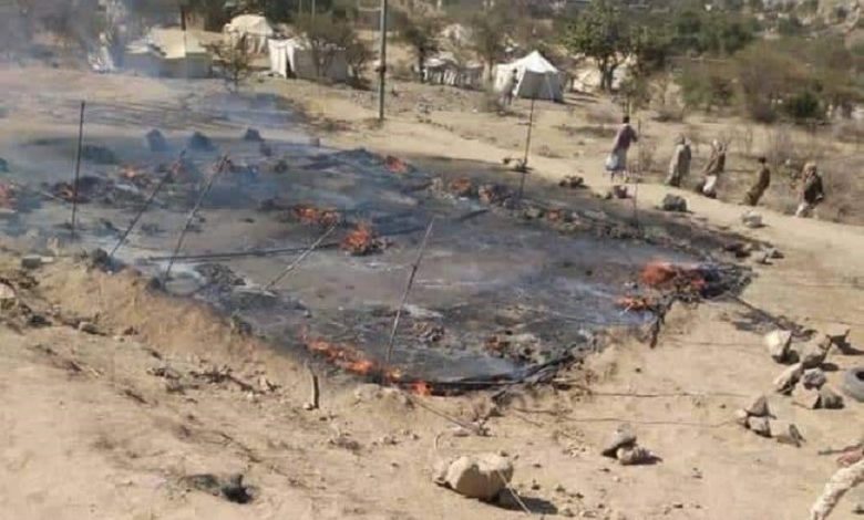 صورة انفجار طائرة مفخخة فوق معسكر جنوب تعز